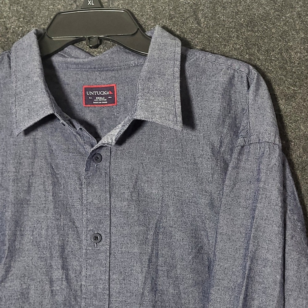 UNTUCKit Mens XXXL Blue Cotton Chambray Long Sleeve Button Down Shirt XXXLC